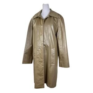 Vintage ‘90s Cynthia Rowley Tan Laminated Button Front Longline Jacket